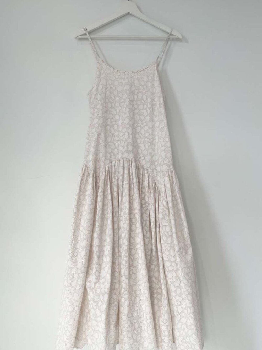 Rujuta Sheth Leila Cream Jasmine Printed Midi Sundress SZ XS